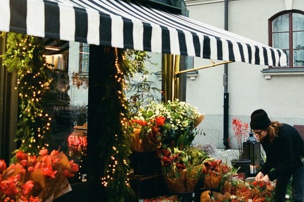 Florist with Striped Awning
