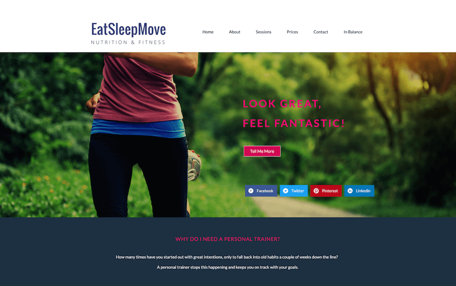 EatSleepMove Website Screenshot