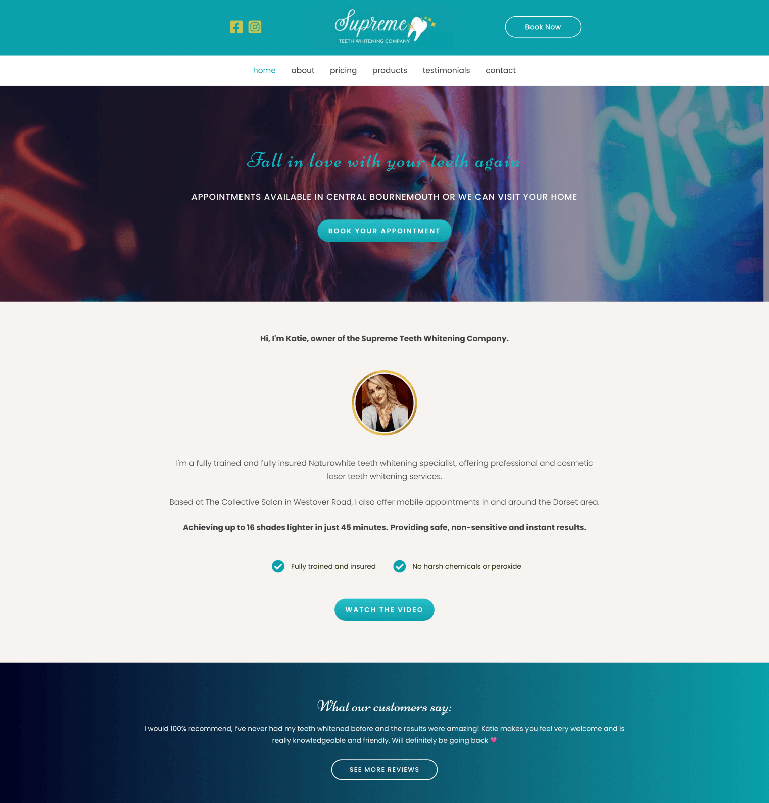 Screenshot of Dental Website