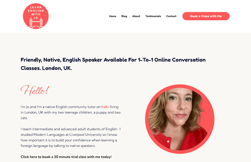 Screenshot of Language Learning website