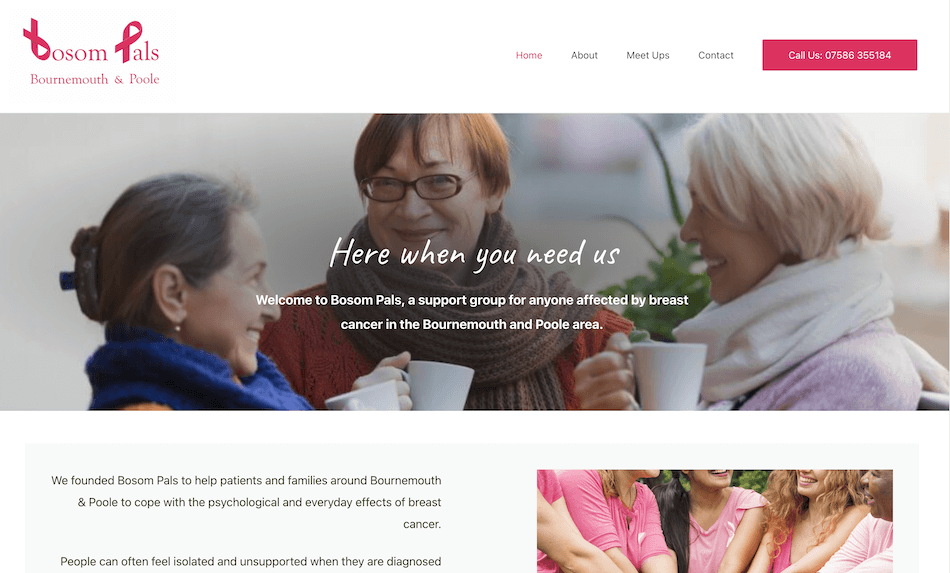 Screenshot of Charity website