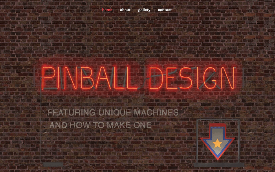 Screenshot of Pinball website